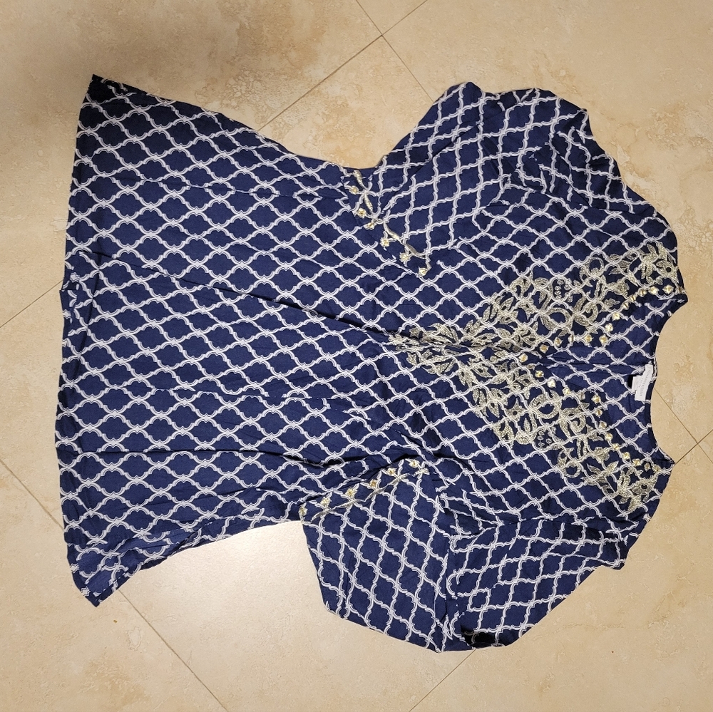 Blue with gold details